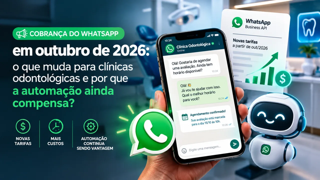 Cobrança do WhatsApp em outubro de 2026 e impacto da automação no atendimento de clínicas odontológicas.